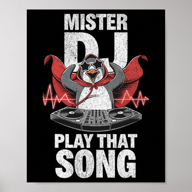 Mister Dj spelar att Sång Funny Penguin Dj Ungdom  Poster (Framsidan)