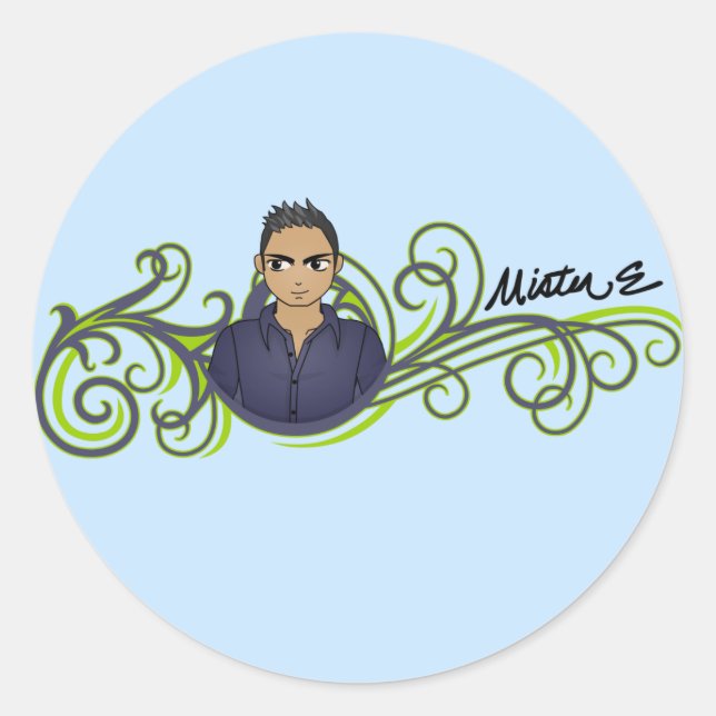 "Mister E" Stickers Runt Klistermärke (Framsida)