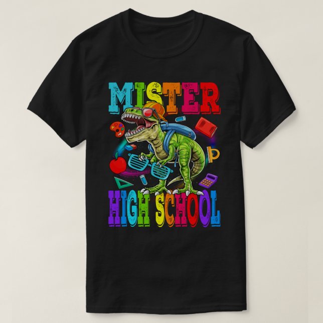 Mister High School, Monster Lastbil Dinosaur Fir T Shirt (Design framsida)
