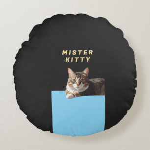 Mister Kitty – Sött Katt Karaktärsdesign Rund Kudde