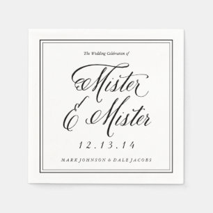 Mister & minister Bröllop Napkins in Black and Whi Pappersservett