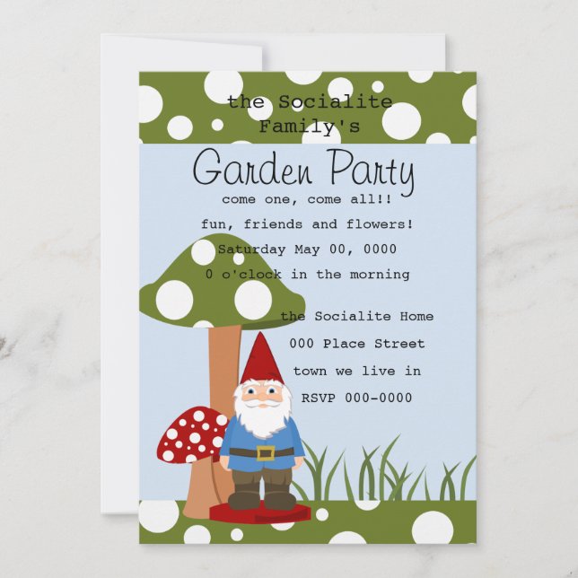 Mister Mushroom Garden Gnome Inbjudningar (Framsida)
