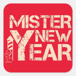 MISTER NY ÅR FYRKANTIGT KLISTERMÄRKE