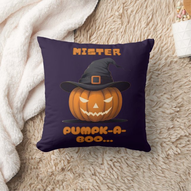 Mister Pumpk-A-Boo Halloween Pumpkin Kudde (Filt)