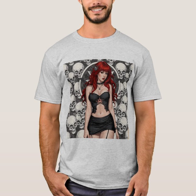 Misteriosa Pelirroja entre Calaveras T Shirt (Framsida)