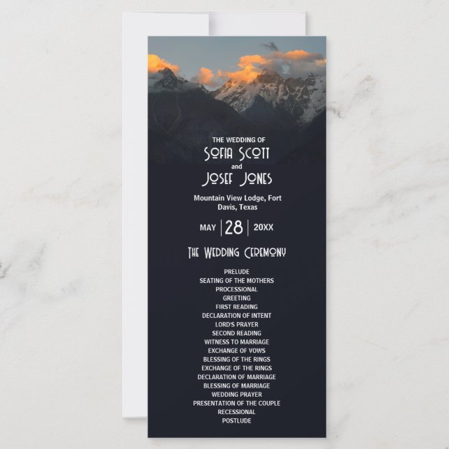 Mistic Mountain Dark Wedding Program (Framsida)