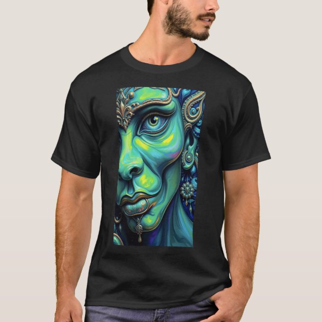 Mistical Porträtt: Fusion of Art and Fantasy T Shirt (Framsida)