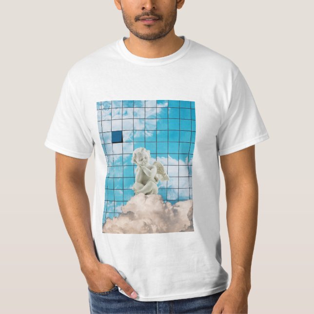 Místico Branco Simbólico Céu Anjo Design Emocional T Shirt (Framsida)