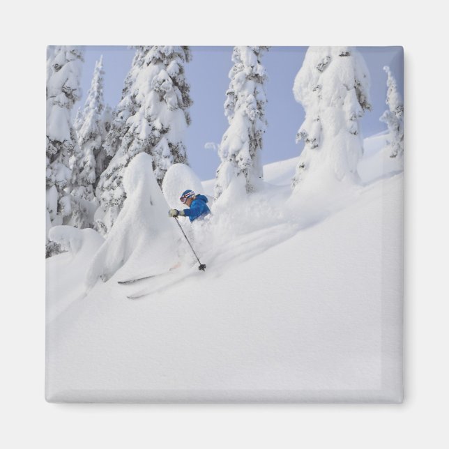 Mistie Fortin åker skidor i pudersnö Magnet (Framsidan)