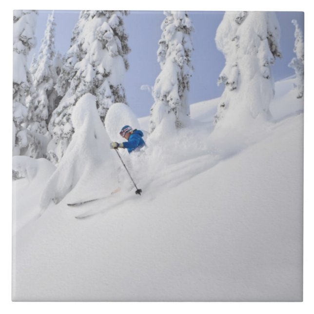 Mistie Fortin skis pulver Kakelplatta (Framsidan)