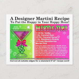 Mistle-Tini-vykort för Martini Recipe Vykort