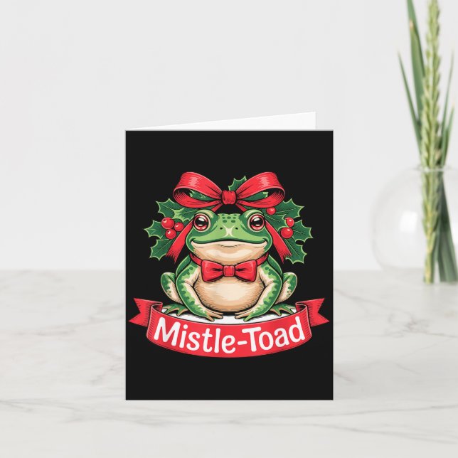 Mistle-toad Funny Christmas Toad Pun  Kort (Framsida)