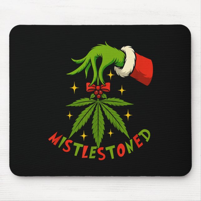 Mistlestoned Weed Leaf Funny Stoner Christmas  Musmatta (Framsidan)