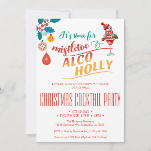 Mistletoe & Alco-Holly jul Cocktail Brunch Inbjudningar
