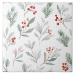 Mistletoe and Holly Berries Pattern Kakelplatta<br><div class="desc">Transform your home this season with a Mistletoe and Holly Berries Pattern ceramic tile. Durable,  vibrant,  and perfect for festive flair.</div>