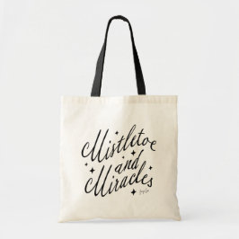 Mistletoe and Miracles Holiday Christmas Tote Bag Tygkasse