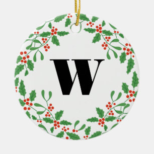 Mistletoe Berry Wandedeg Monogram Ornament