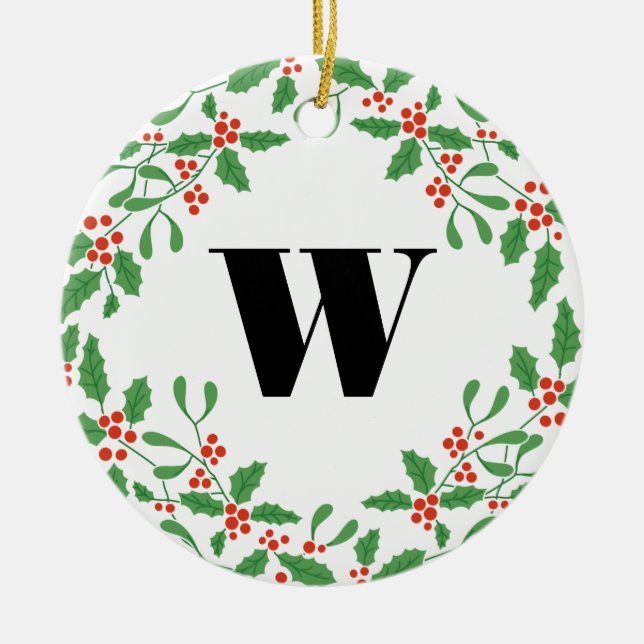 Mistletoe Berry Wandedeg Monogram Ornament (Framsidan)