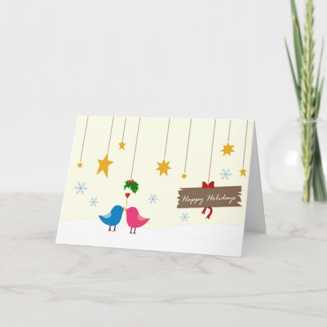 Mistletoe Birdies julkort Helgkort (Framsida)