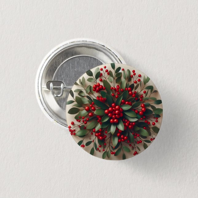 Mistletoe Button Knapp (Framsida & baksida)