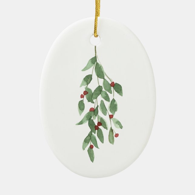 Mistletoe Ceramic jul Ornament Watercolor (Framsidan)