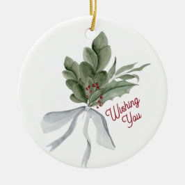Mistletoe Christmas Foliage Personalized Julgransprydnad Keramik