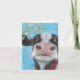 Mistletoe Cow Folded Card Meddelande