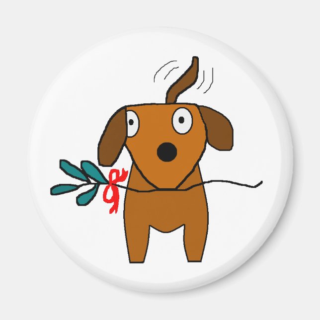 Mistletoe Doggie Wagging - magnet (Framsidan)