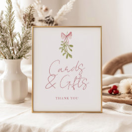 Mistletoe Dusty Ro Bow Cards Gifts Poster