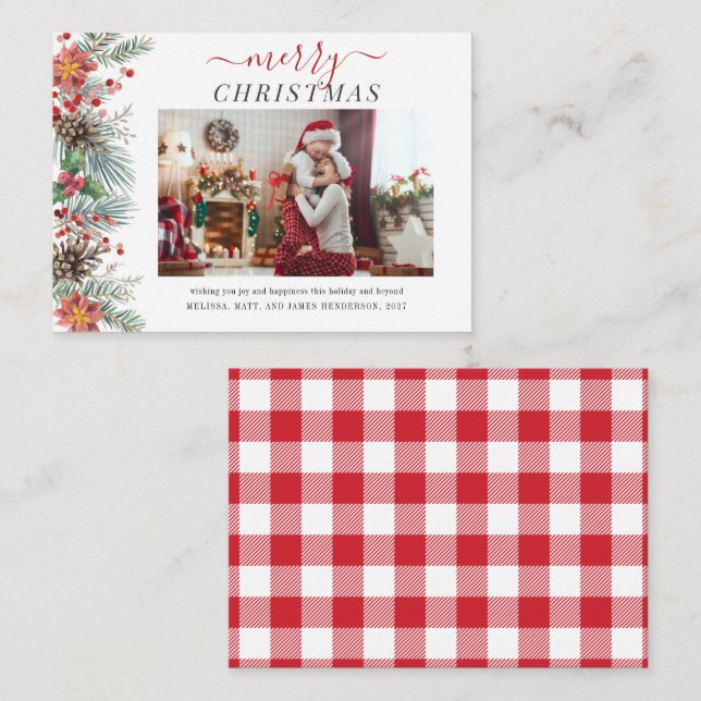 Mistletoe Family Photo God jul Helgdag Anteckningskort (Fram/baksida)