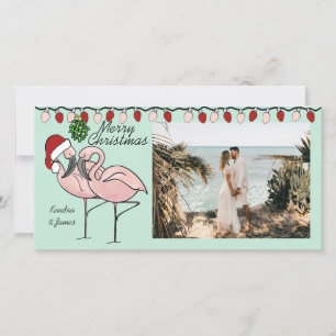 Mistletoe Flamingoes Julkort