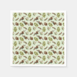 Mistletoe Gräs Grönt Löv Julvinter Pappersservett