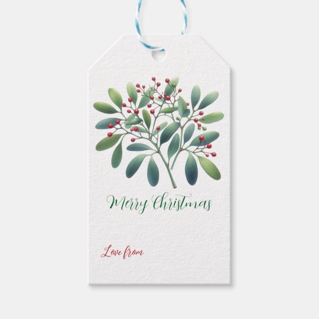 Mistletoe Greenery Simple Decor Presentetikett (Framsidan)