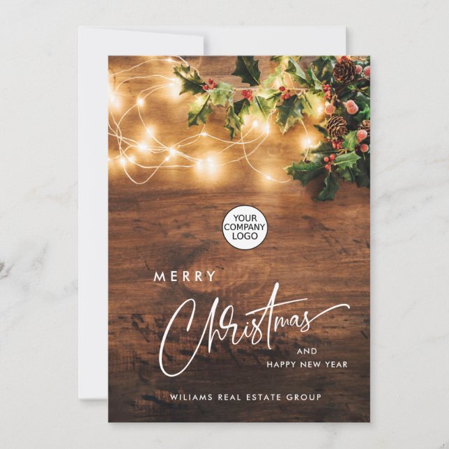 Mistletoe Gren Rustic Corporate-jul Julkort (Framsida)