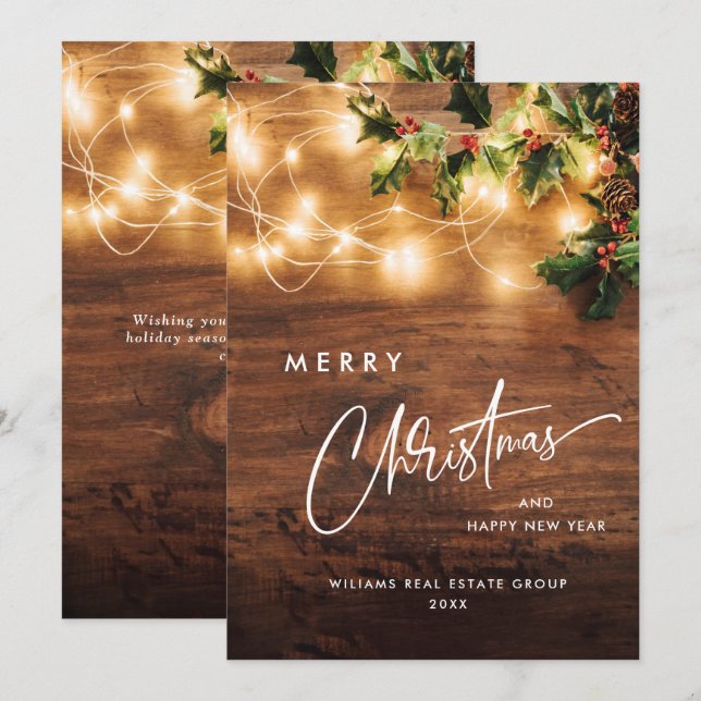 Mistletoe Gren Rustic Corporate-jul Julkort (Fram/baksida)