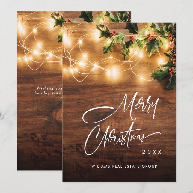 Mistletoe Gren Rustic Corporate-jul Julkort (Fram/baksida)