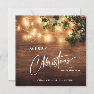 Mistletoe Gren Rustic Corporate jul Wood Julkort
