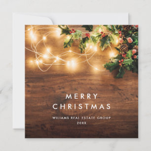 Mistletoe Gren Rustic Corporate jul Wood Julkort