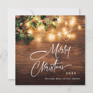 Mistletoe Gren Rustic Corporate jul Wood Julkort