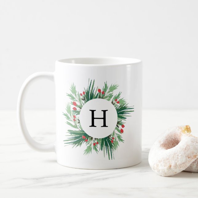Mistletoe Helgdag Monogram Kaffemugg (Med munk)