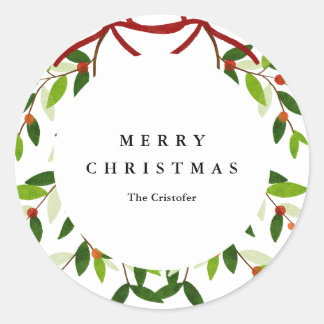 Mistletoe Helgdag Sticker Runt Klistermärke