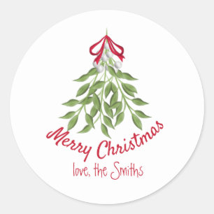 Mistletoe Helgdag Sticker Runt Klistermärke