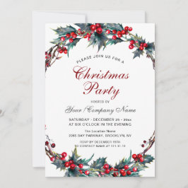 Mistletoe Holly Berry Wandejul Party Inbjudningar