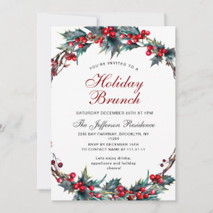 Mistletoe Holly Wandejul-Helgdag Brunch Inbjudningar