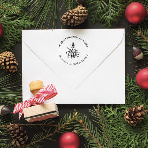 Mistletoe Jul Returadress Frimärke Stämpel