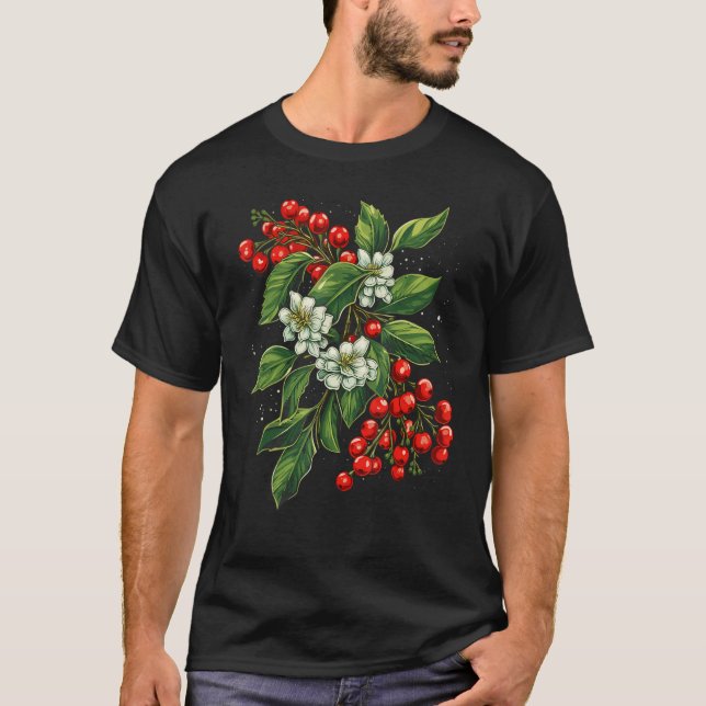 Mistletoe-julens botaniska utformning t shirt (Framsida)