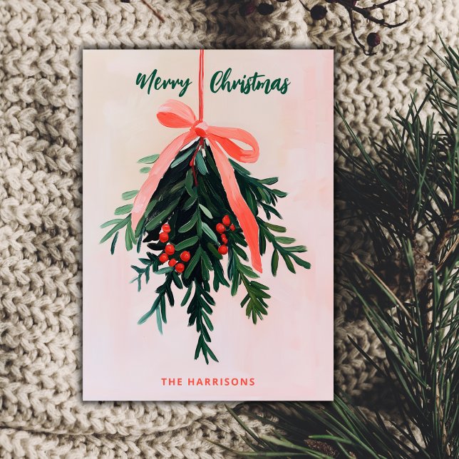 Mistletoe-julkort - minimal modern målning inbjudningar (Skapare uppladdad)