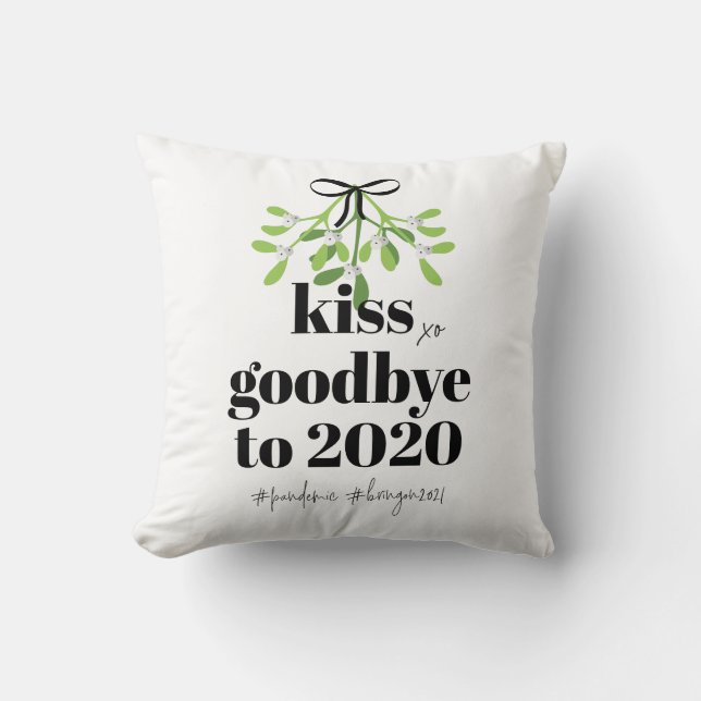 Mistletoe Kiss Adjö till 2020 Do-over Funny Humor Kudde (Framsida)