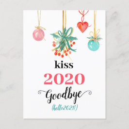 Mistletoe Kiss Adjö till 2020 Do-over Funny Red Helg Vykort