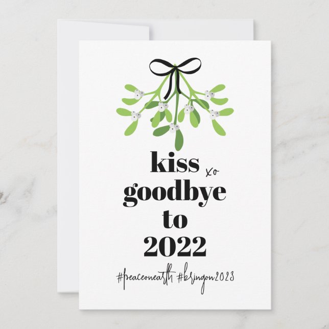 Mistletoe Kiss Adjö till 2022 Do-over Funny Humor Julkort (Framsida)